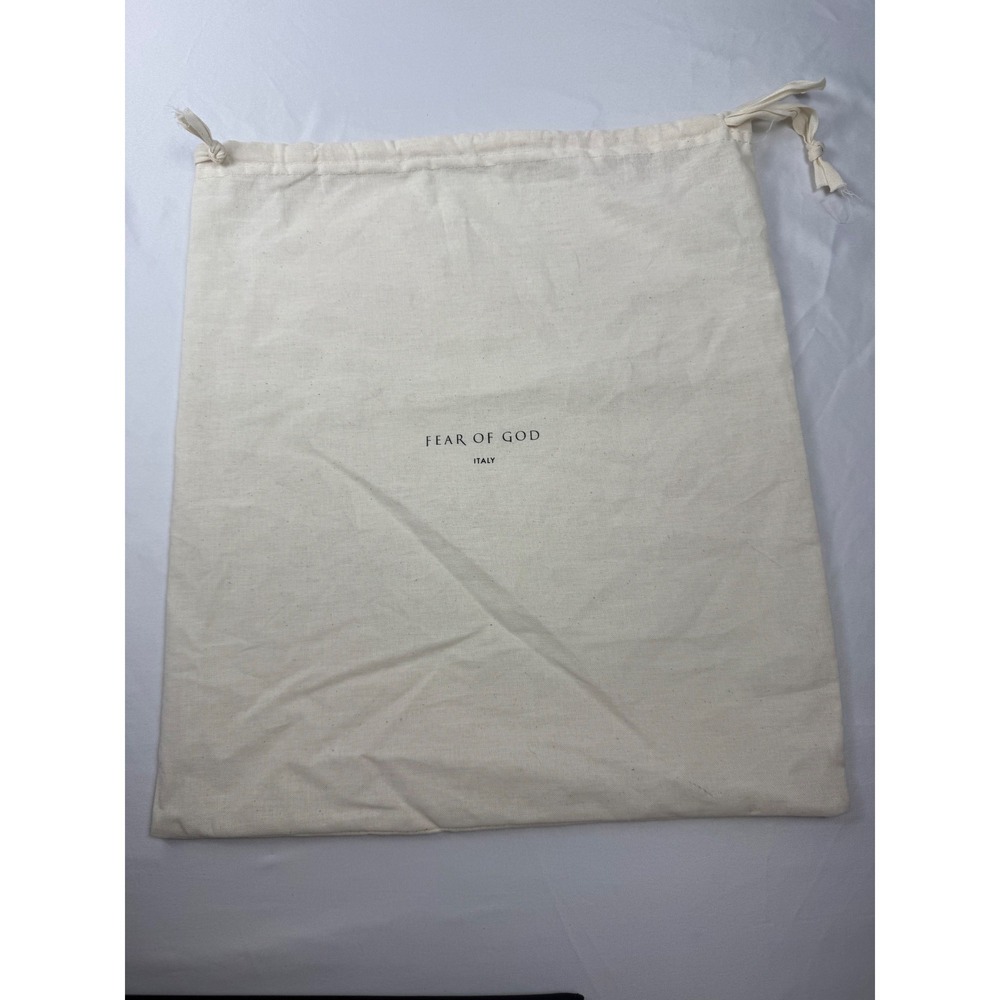 Fear of God Italy Large Cotton Drawstring Dust Bag Cream Black Logo